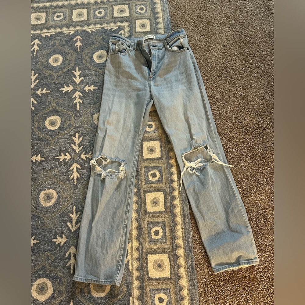 Curve Love Abercrombie & Fitch Light Blue Distressed Jeans